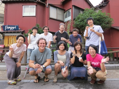 Hanging out with a few new friends in Kanazawa, Japan