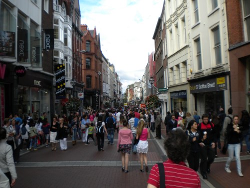 One of many pedestrian only streets in Dublin
