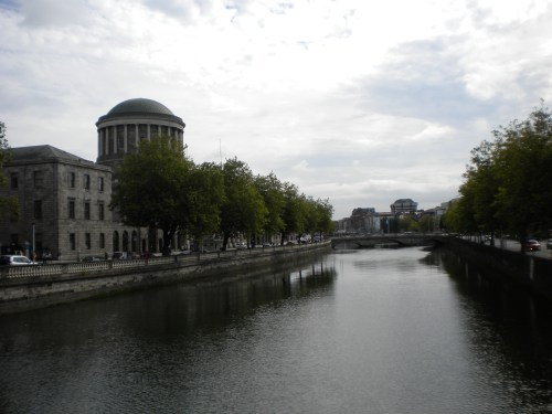 The Liffey River with The Four Courts on the Left