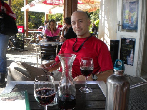 Prague Streets 8 - David drinking wine