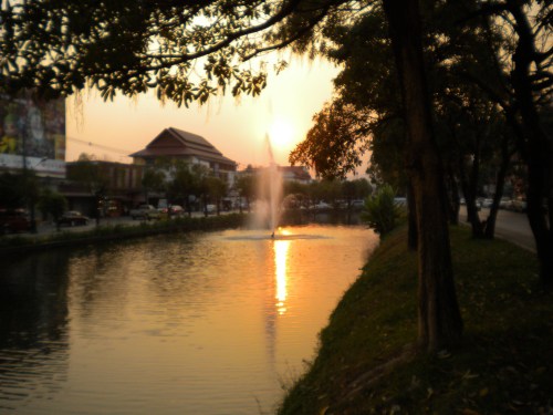 Chiang Mai Streets 6 - Sunset reflected on moat