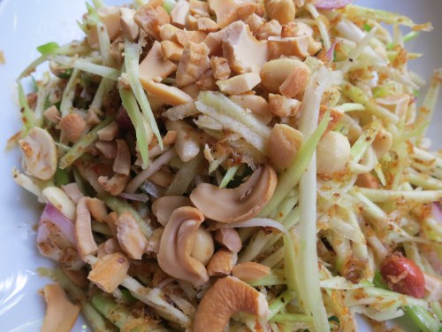 Som Dam, or Spicy Green Papaya Salad -- one of the essentail Thai dishes