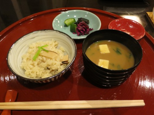 Kaiseki Meal 23 - Mushroom Rice, Pickles, and Miso Soup