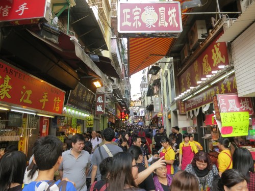 The crowded streets near the city's center