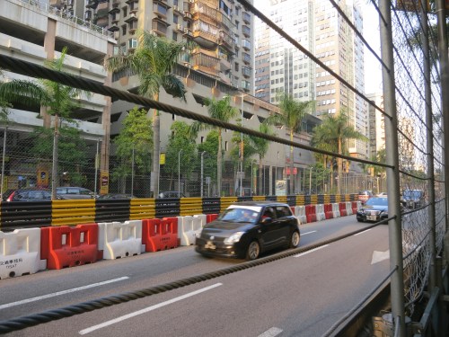 One of the biggest events of the year here is the Macau Grand Prix road race, and although I missed it by a matter of days, the streets were still sectioned off and protective fences were still left standing along the course