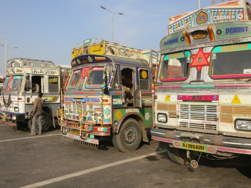 Even the freight trucks here in India are decked out in a hyperactive array of color
