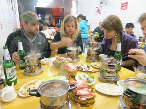 Samplilng a Hot Pot with friends in China