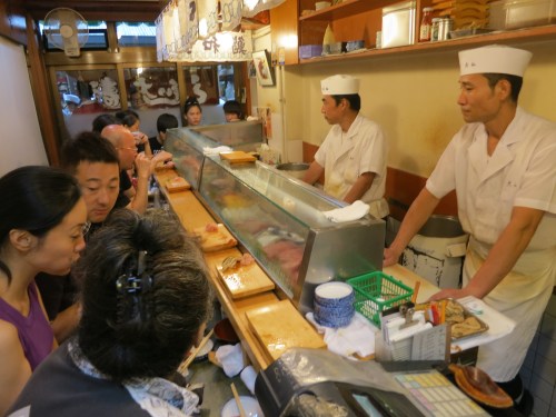 One of my favorite perspectives: pulled up to a sushi bar awaiting my tiny morsels of magnificence