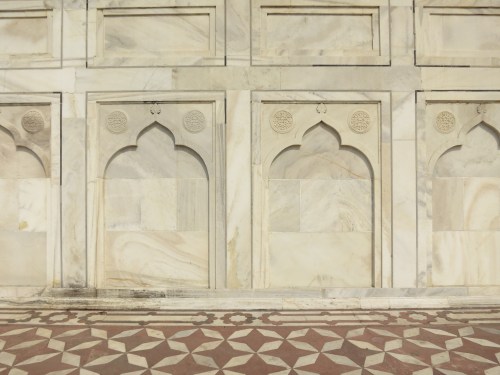 A closer look at the semi-translucent marble used in the construction