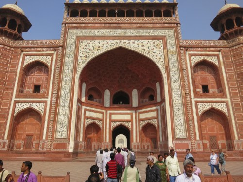 Upon arriving and after going through security checks (what do you mean you can't bring bags inside?), you'll next be greeted by this massive sandstone gateway leading you forward
