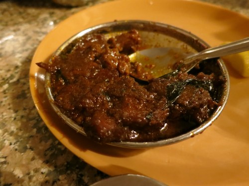 Now this dish falls square into my comfort zone: Chili-Fried Goatk spicy, earthy goodness