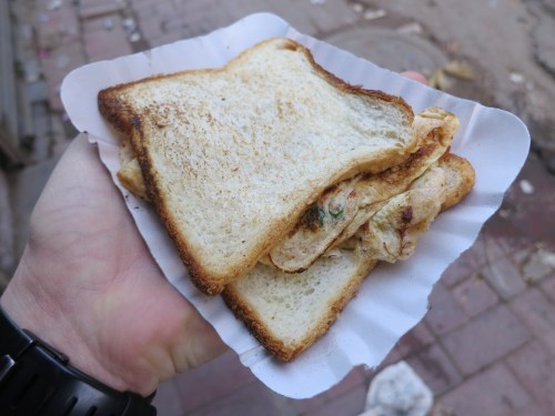 Even breakfast is well-represented on the streets.  In this case, I went with the ubiquitous omelette sandwich