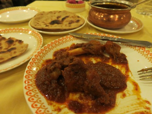 Being the spicy food fan that I am, I asked around for what the spiciest dish in the area was.  The most common response was that of Lal Maas, a fiery goat dish native to the state of Rajasthan.  Although it didn't quite top the tongue searing qualities of my visit to the Sichuan Province in China, it still delivered the fiery intensity that all spice addicts crave 