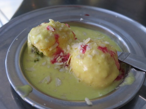 Kulfi - Indian Ice Cream, which is often served in both a melted and frozen form, as seen here