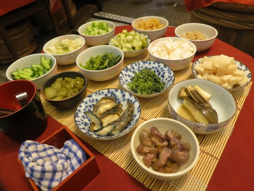 Samples laid out for passers-by to taste