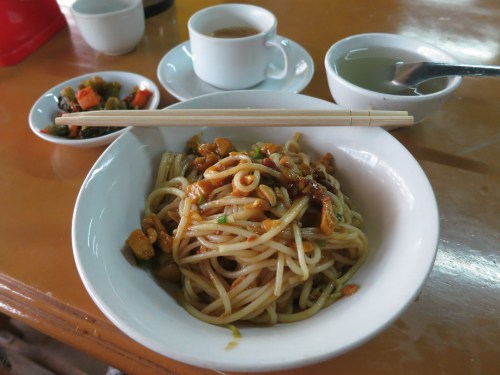 Mee Shay -- a Tea House classic, cold noodles served with pickled tofu and pork