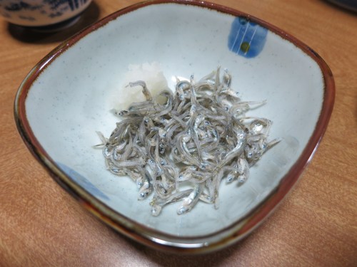 Shirashu, or Whitebait, which is essentially salted and preserved baby fish
