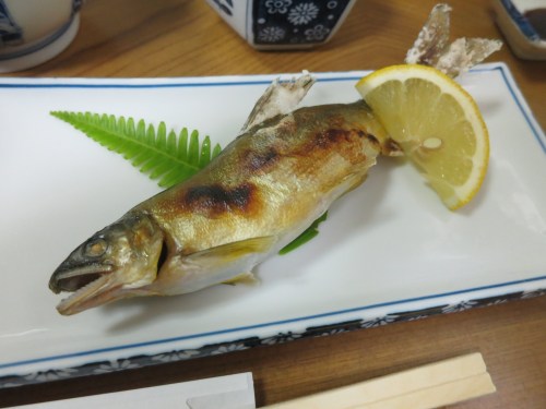 It isn't particularly local, but it is the summer for grilled Ayu (or sweetfish)