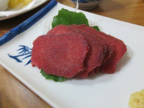 Sashimi of deer meat (or venison)