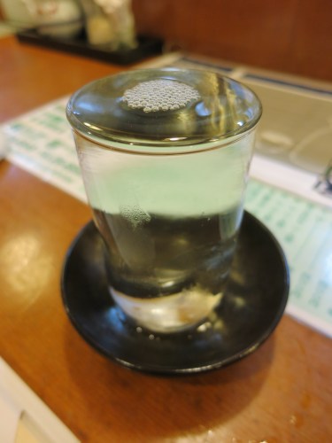 A glass of jizake (sake specific to a given region, so basically the local hooch)