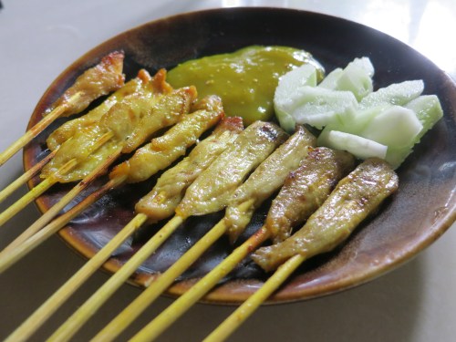 Indonesia isn't too far away, meaning their penchant for satay has made the jump across the water.  As opposed to the spicy peanut sauce of the original, however, the Burmese opt for a tangy, mustard-like concotion