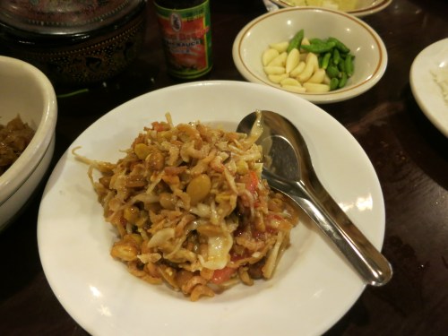 Gyin Thoke - a snappy salad of ginger, soybeans, pumpkin seeds, and peanuts