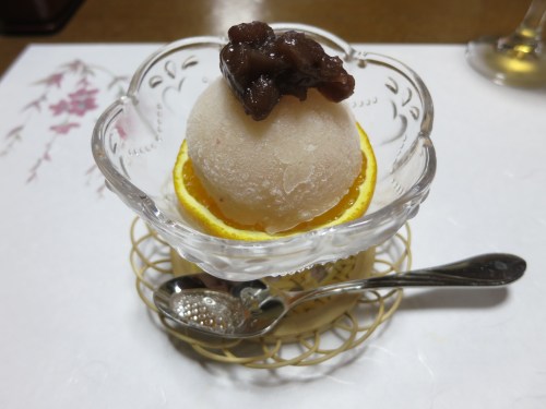 And lastly, a bite of orange sorbet to end the evening