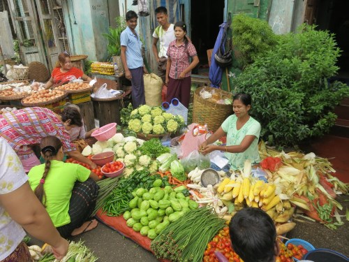 Vendors selling their fruits and vegetables