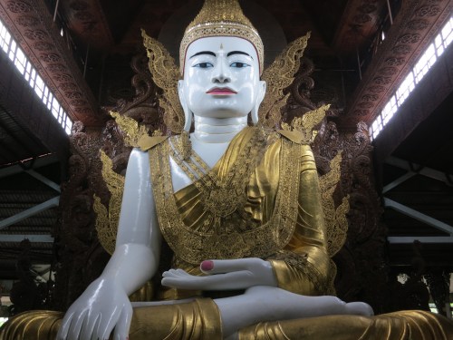 A closer look at the pure white Buddha