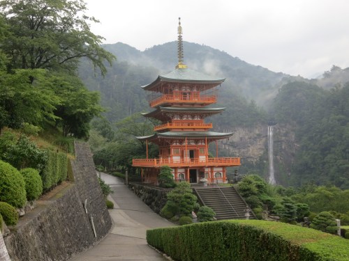 The Three-Storied Pagoda and Nachi-no-Otaki Waterfall in the town of Nachi-san, one of the highlights of the entire Kumano Kodo