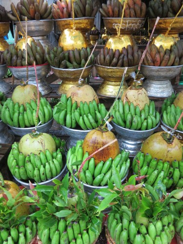 Banana and coconut offerings available just outside of the Pagoda complex