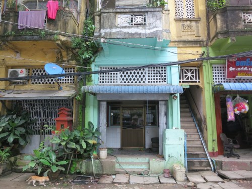 The colorful facades of the city's buildings