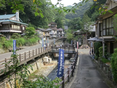 The single street that is the mountainous town ofYunomine Onsen
